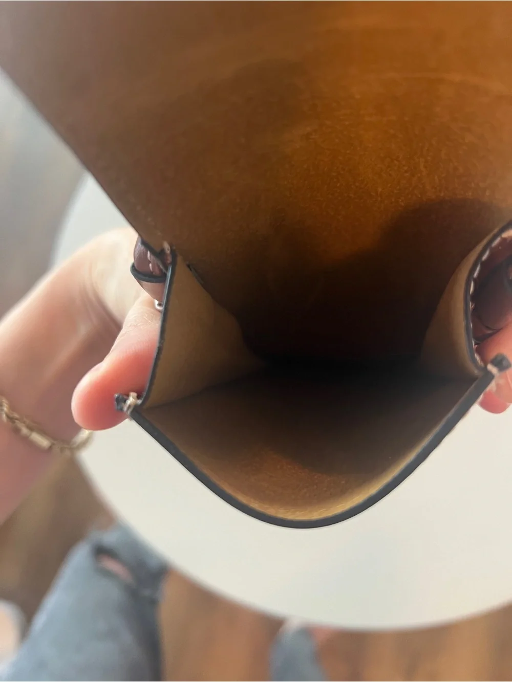 Celine Brown Leather Sunglasses/Accessory Pouch with Contrast Stitching